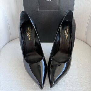 SAINT LAURENT “ZOE”‎ BLACK PATENT LEATHER PUMPS, YSL 39.5